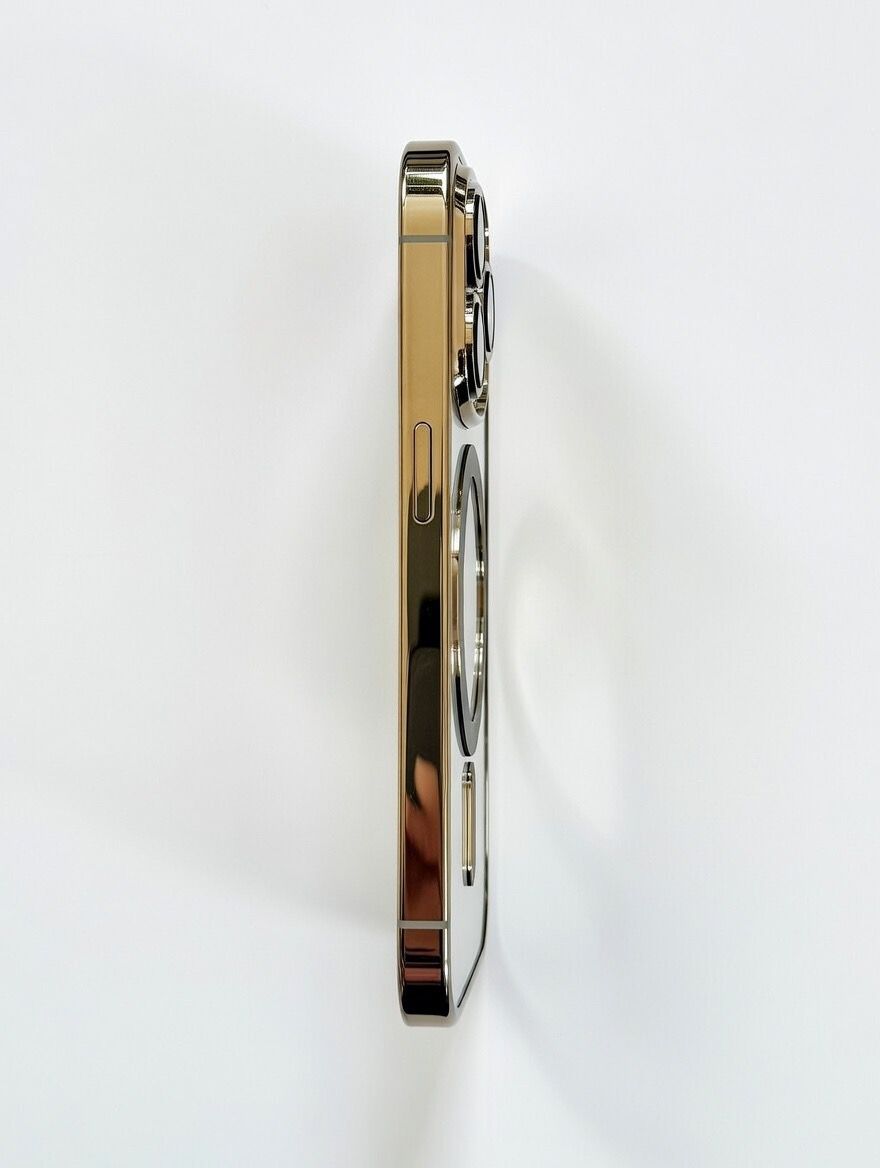 Magnetic Clear Case with Gold Frame for iPhone 16 Pro